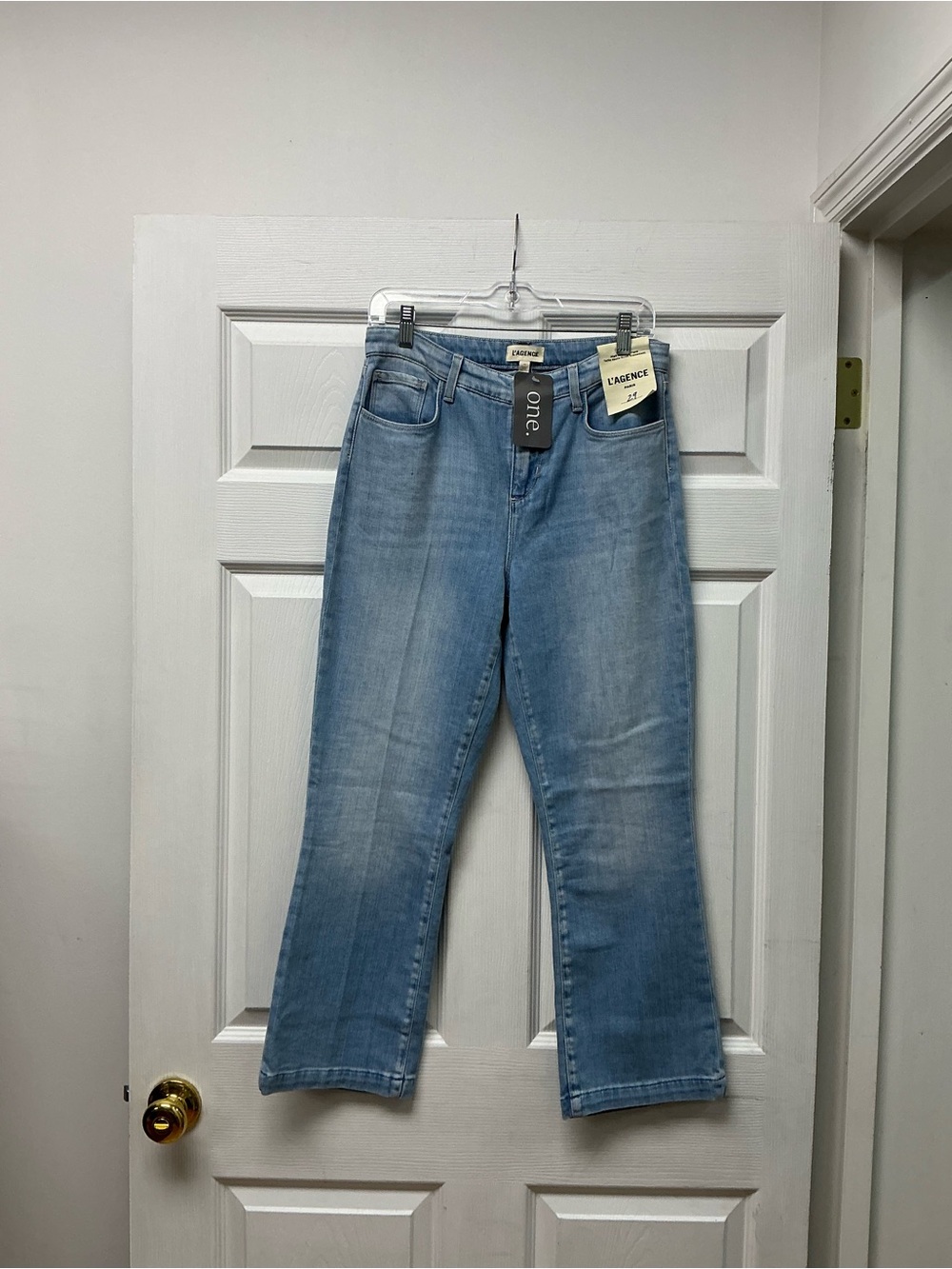 L'AGENCE Faded Light Blue Wide-Leg Jeans